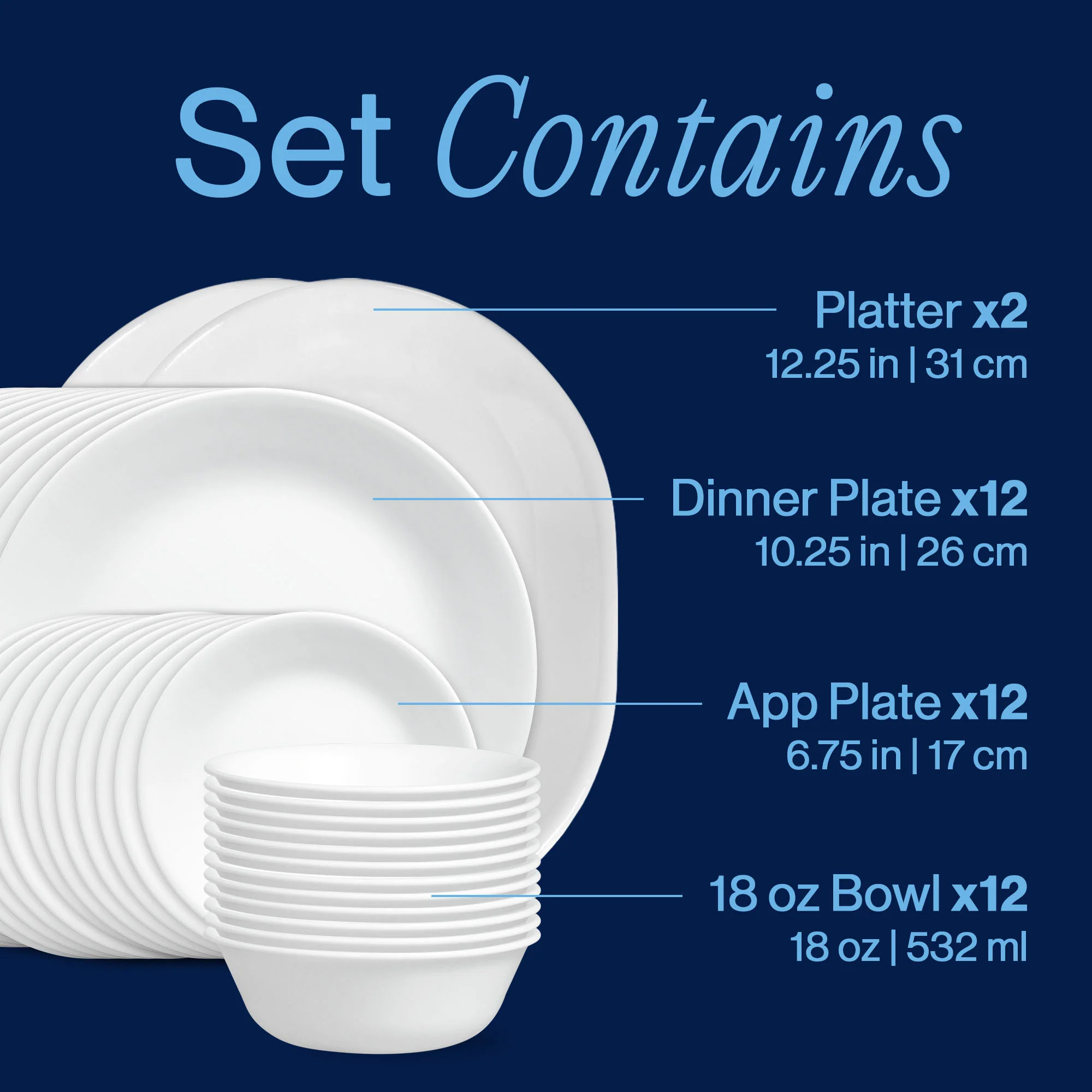 Corelle® Winter Frost White 38-piece Dinnerware Set, Service for 12 - Image 3